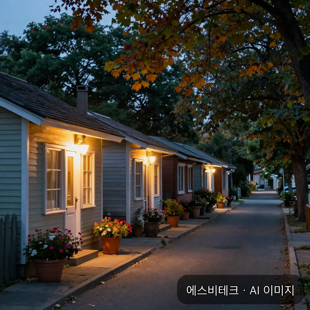 늦여름 저녁, 불을 하나씩 켜는 골목 풍경